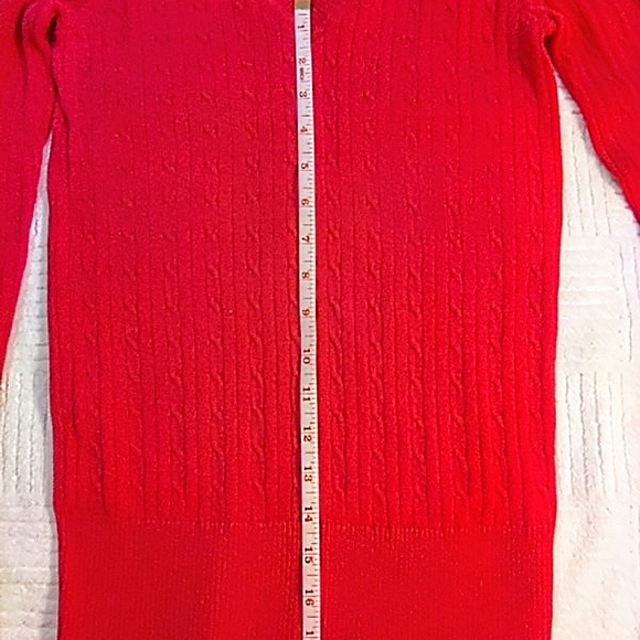 Long sleeves, V-Neck, 100% cotton, fusia pink, cablenit. - Picture 5 of 7